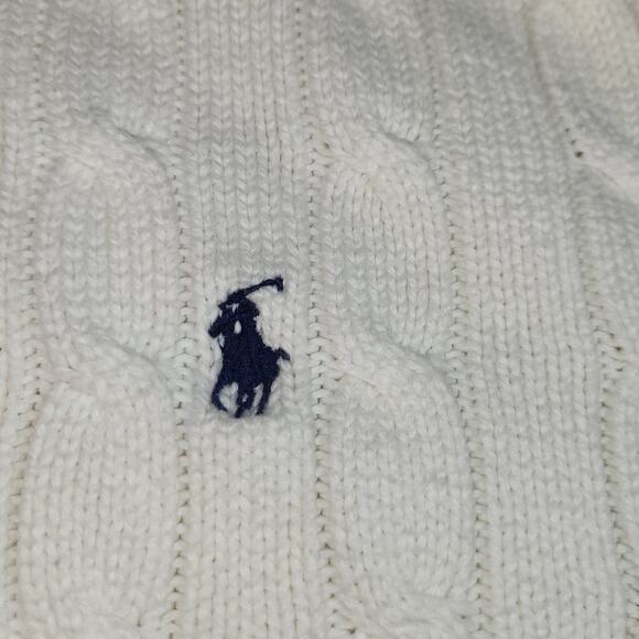 Vintage 80s90s Ralph Lauren Polo Cable Knit Sweater Crewneck White LG? - Picture 4 of 5